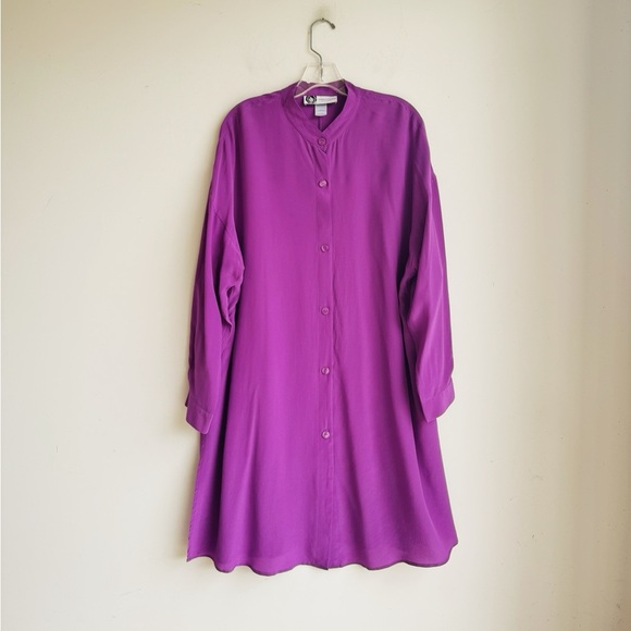 REBECCA MOSES Women's Silk Fuchsia Tunic Large - Picture 7 of 7